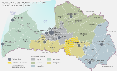 Novada novietojums Latvijā un plānošanas regionā