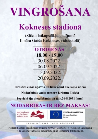 Kokneses stadionā vingrošana