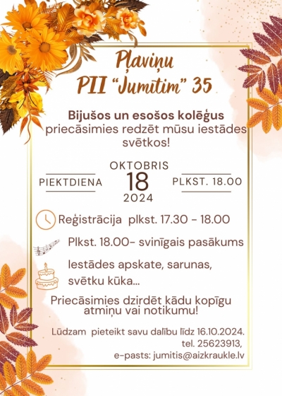 Pļaviņu PII "Jumītis" 35 gadu jubilejas pasākuma afiša