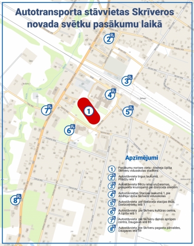 Autotransporta stāvvietas Skrīveros novada svētku pasākumu laikā